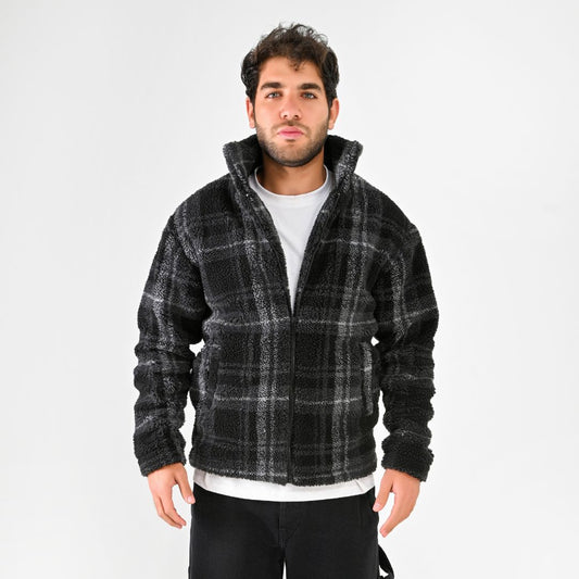 M25GA013-men's jacket made of fur material with a zipper