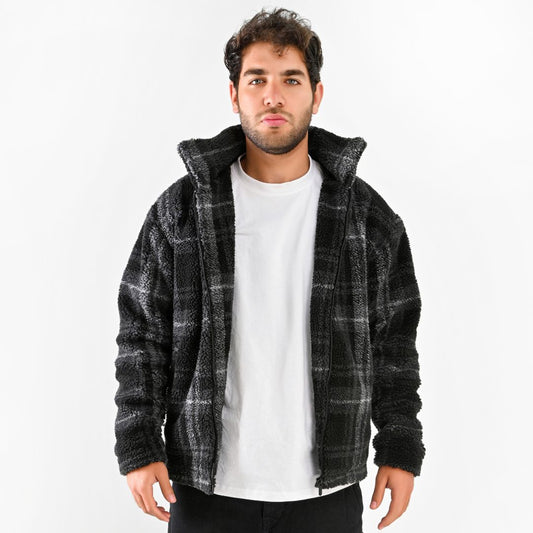 M25GA013-men's jacket made of fur material with a zipper