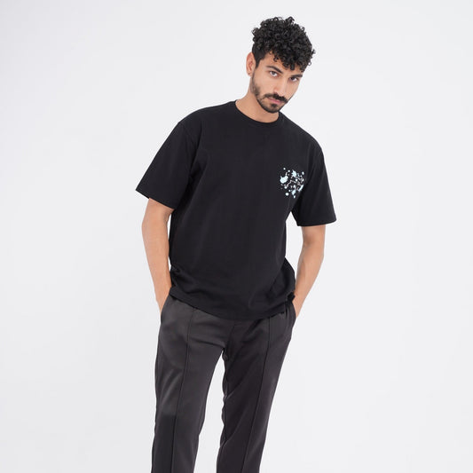 M24TH833 - تيشيرت بيزك اوفرسايز مطبوع