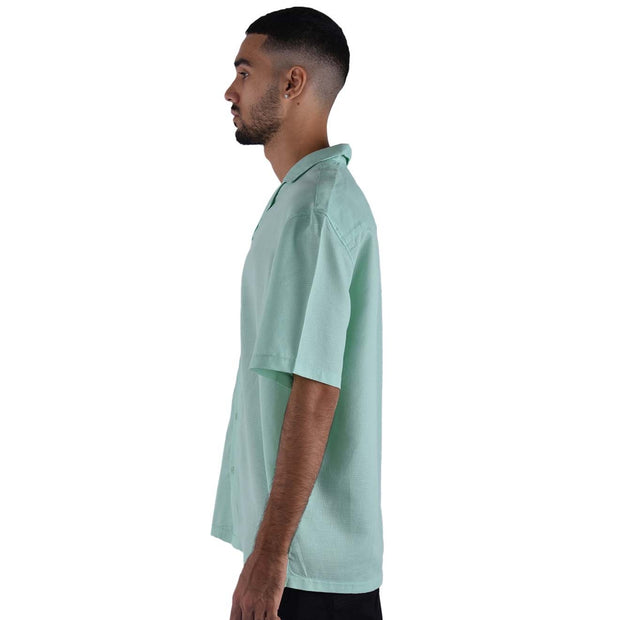 M23SN182-Casual short sleeve cotton Shirt, Camp collar and Relaxed fit