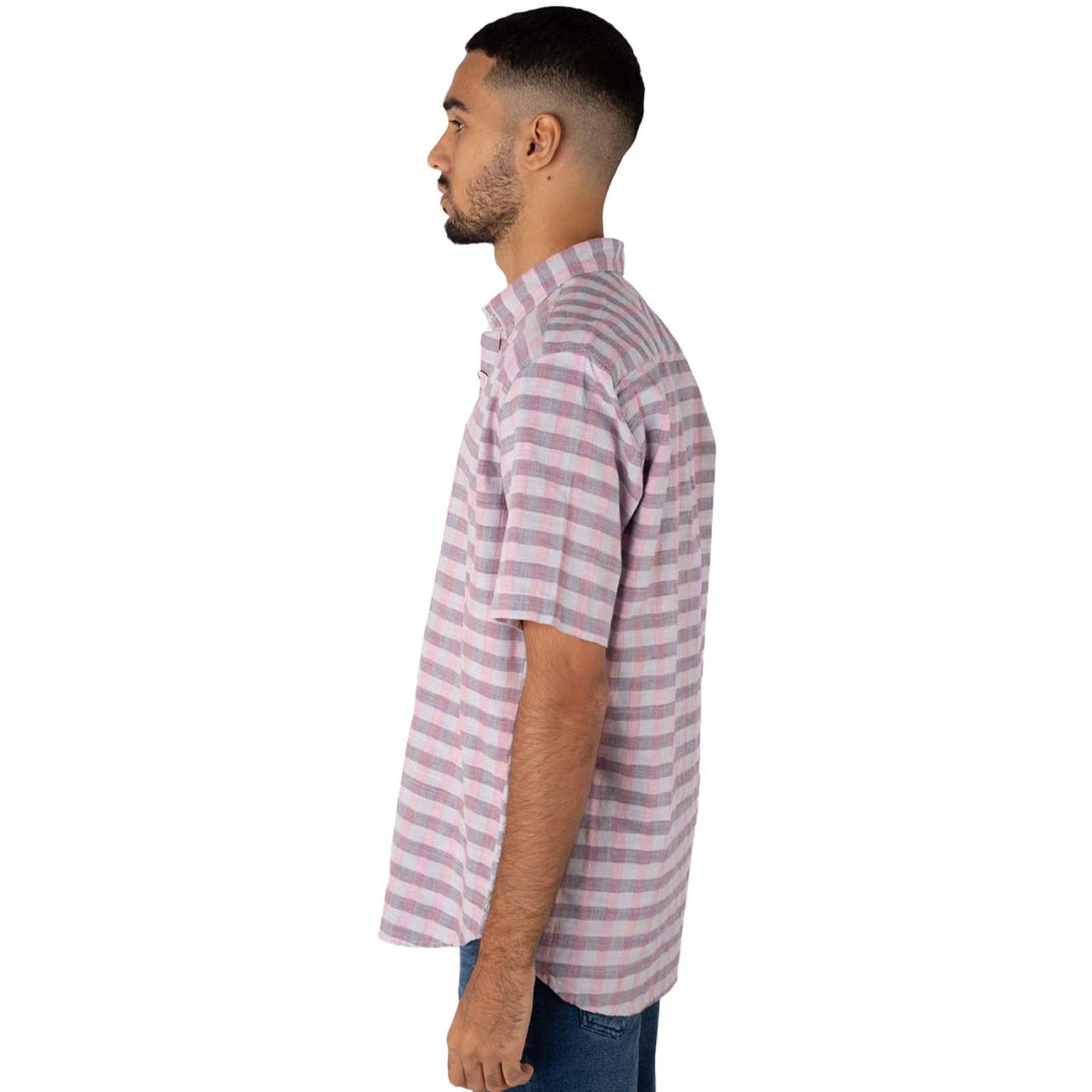 M23SN151-Checks Casual, short sleeve cotton Shirt