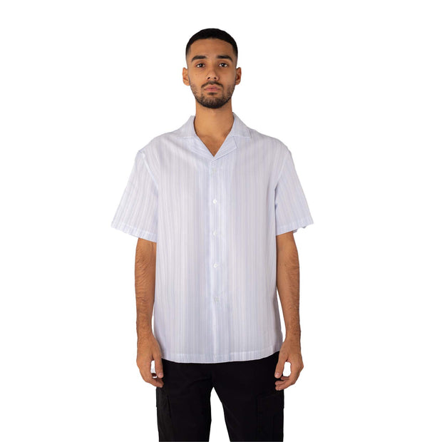 M23SN180-Casual short sleeve, Jacquard cotton Shirt, Camp collar and Relaxed fit