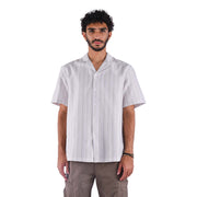 M23SN180-Casual short sleeve, Jacquard cotton Shirt, Camp collar and Relaxed fit