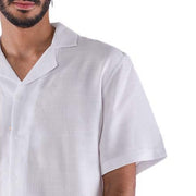 M23SN182-Casual short sleeve cotton Shirt, Camp collar and Relaxed fit