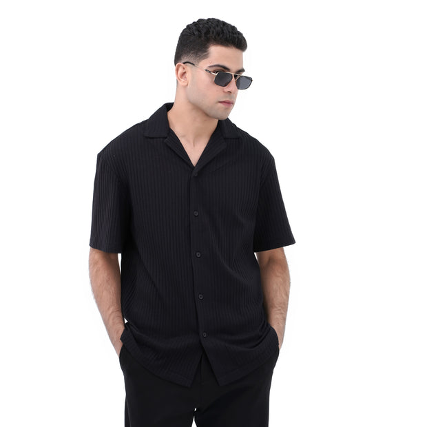 M23SN185-Casual short sleeve cotton Shirt, Camp collar and Relaxed fit