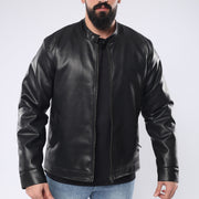 M24GA021-a men's leather jacket with zipper: