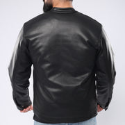 M24GA021-a men's leather jacket with zipper: