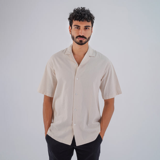 M24SN136 -Casual short sleeve cotton Shirt, Camp collar and Relaxed fit