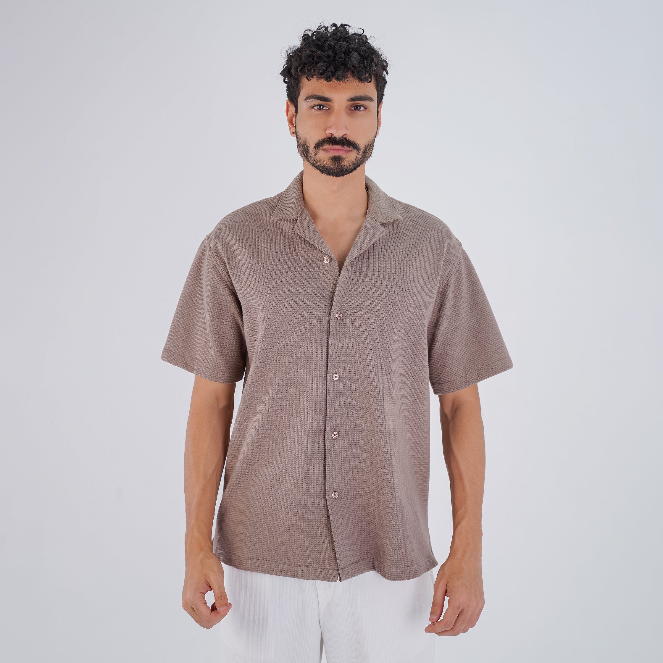 M24SN147 -Casual short sleeve cotton Shirt, Camp collar and Relaxed fit