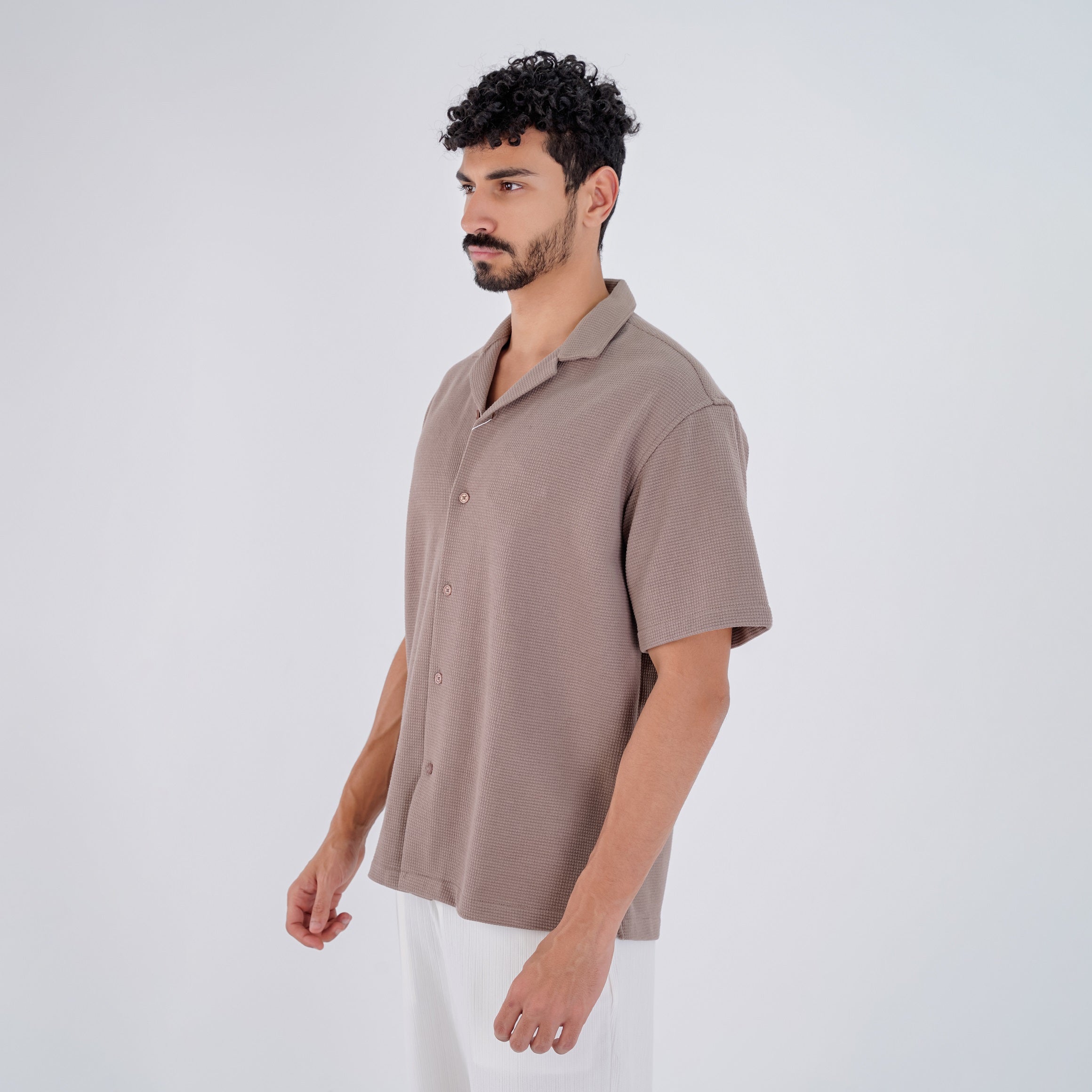 M24SN147 -Casual short sleeve cotton Shirt, Camp collar and Relaxed fit