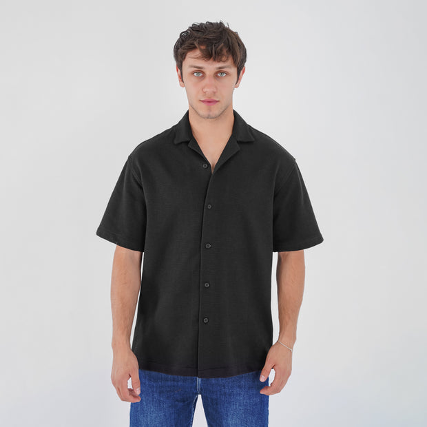 M24SN147 -Casual short sleeve cotton Shirt, Camp collar and Relaxed fit