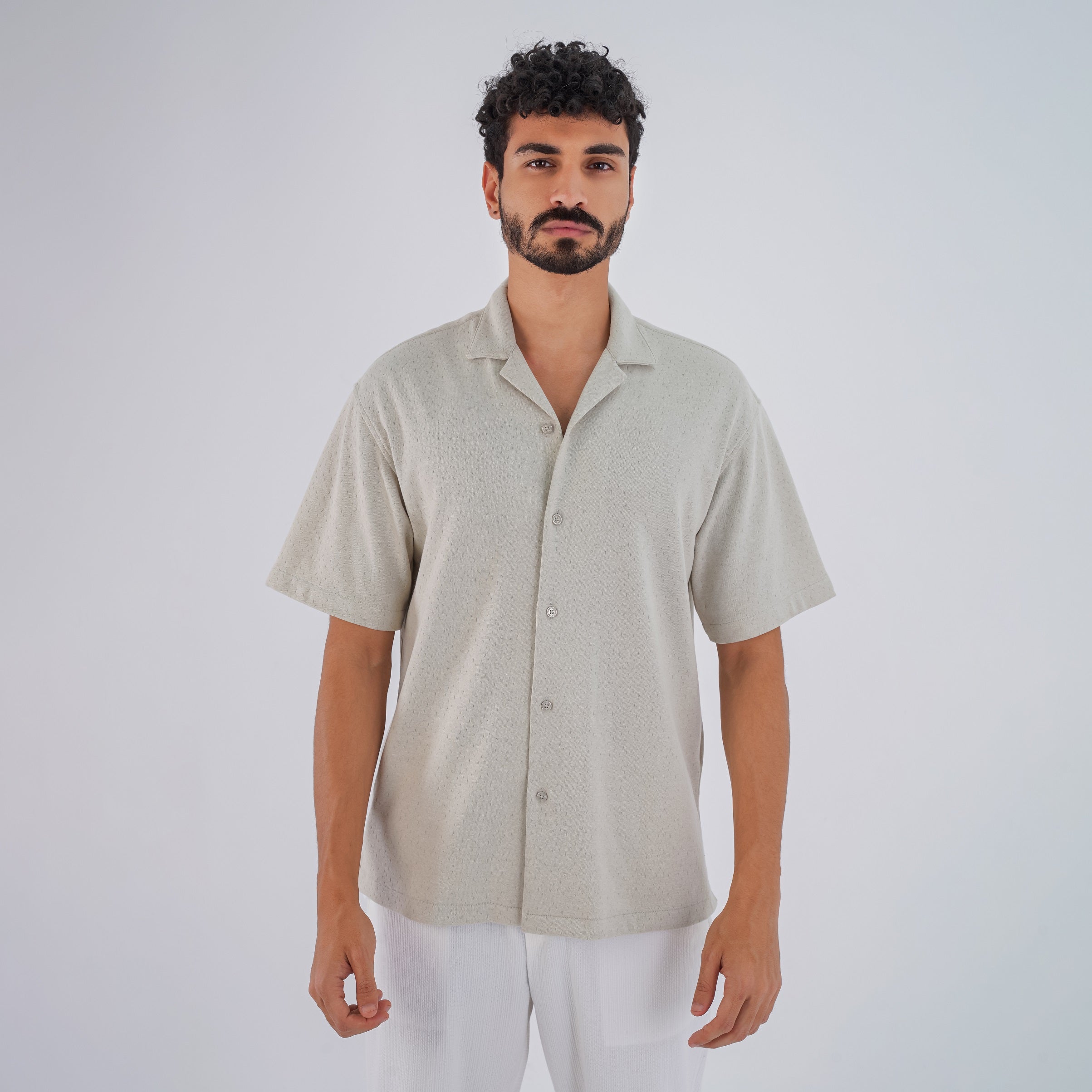 M24SN150 -Casual short sleeve cotton Shirt, Camp collar and Relaxed fit