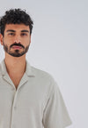 M24SN150 - قميص قطني كاجوال بأكمام قصيرة وياقة معسكر وقصة مريحة