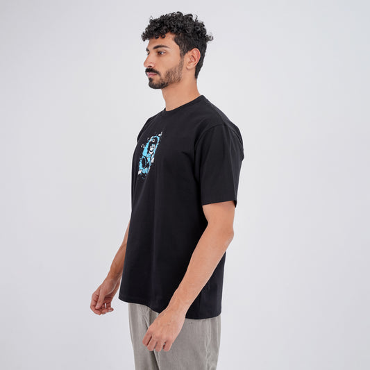 M24TH821 - تيشيرت بيزك اوفرسايز مطبوع