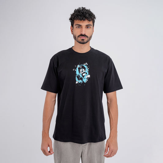 M24TH821 - تيشيرت بيزك اوفرسايز مطبوع