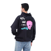 M24TS643-Oversized Men's Sweatshirt with Hood and Print