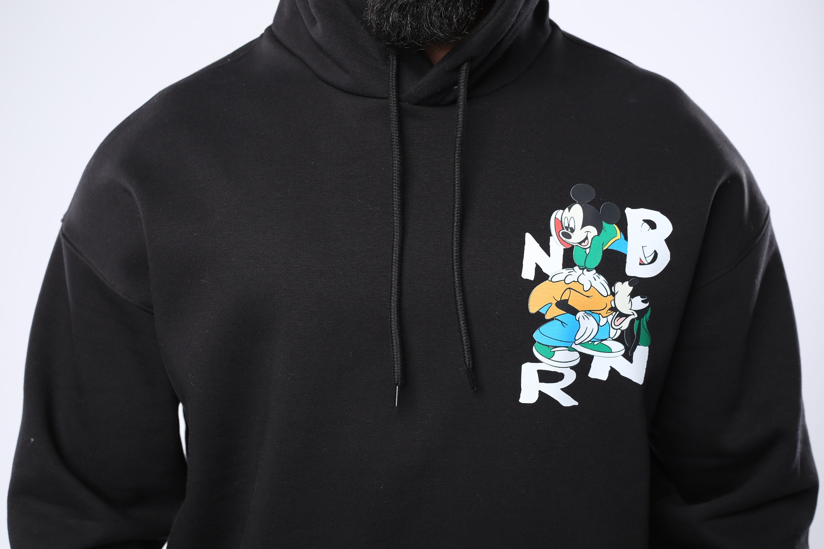 M24TS645-Oversized Men's Sweatshirt with Hood and Print