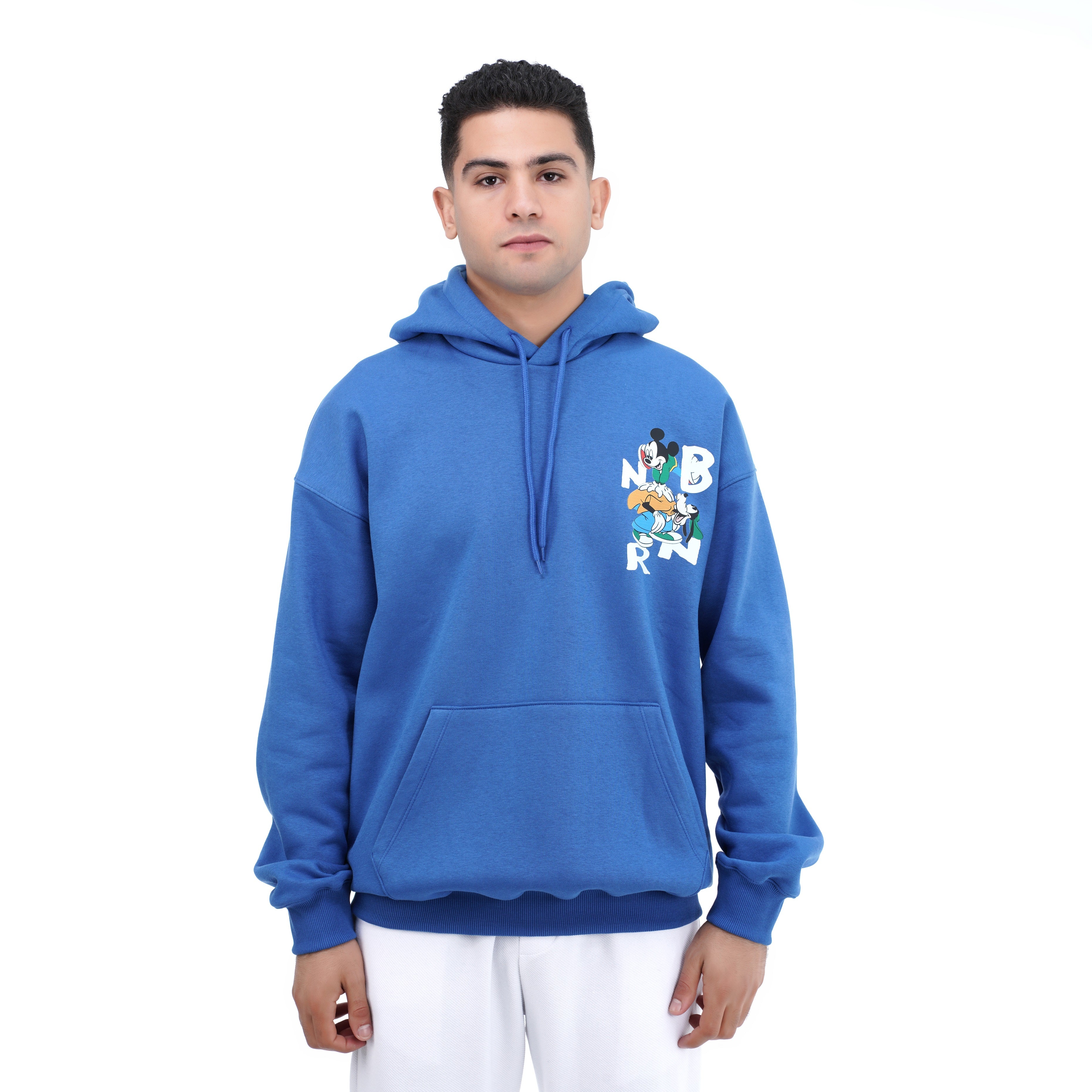 M24TS645-Oversized Men's Sweatshirt with Hood and Print