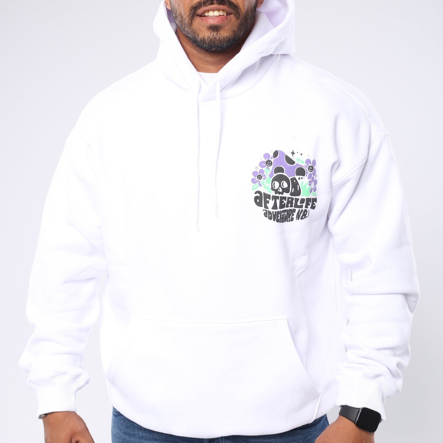 M24TS654-Oversized Men's Sweatshirt with Hood and Print