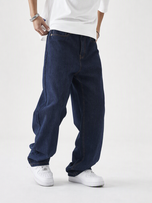 M26JN203-Men's Classic Regular Fit Denim Jeans - Navy