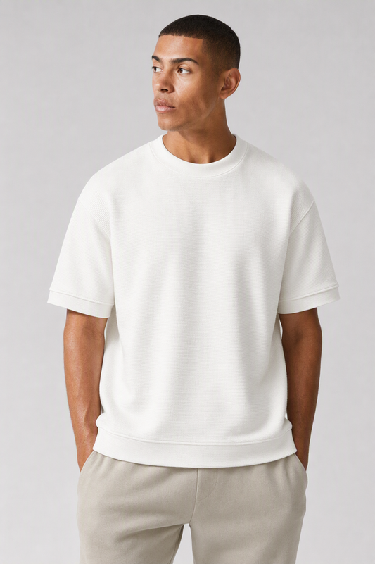 M26TH813-Premium Cotton Jacquard Boxy Fit T-Shirt