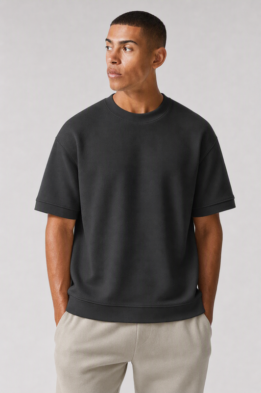 M26TH813-Premium Cotton Jacquard Boxy Fit T-Shirt