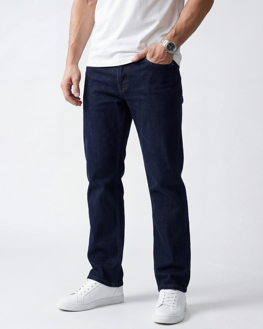 M26JN201-Men's Classic Regular Fit Denim Jeans - Navy