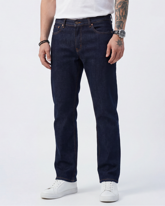 M26JN203-Men's Classic Regular Fit Denim Jeans - Navy