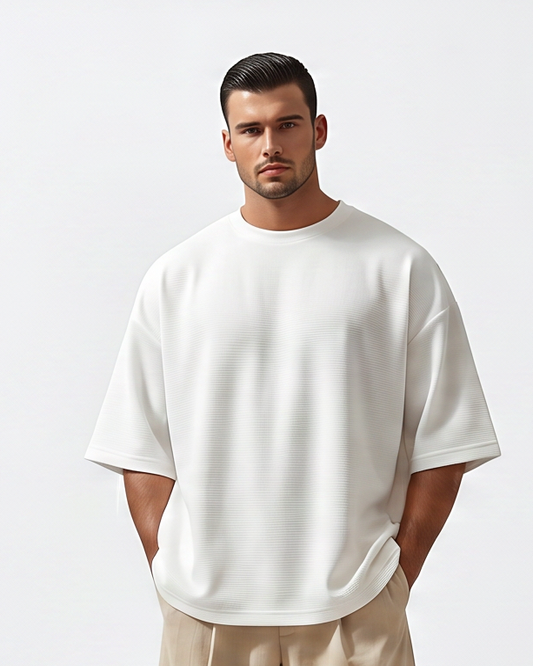 M26TH813-Premium Cotton Jacquard Boxy Fit T-Shirt