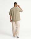 M26TH814-Premium Cotton Jacquard Boxy Fit T-Shirt - Olive Green