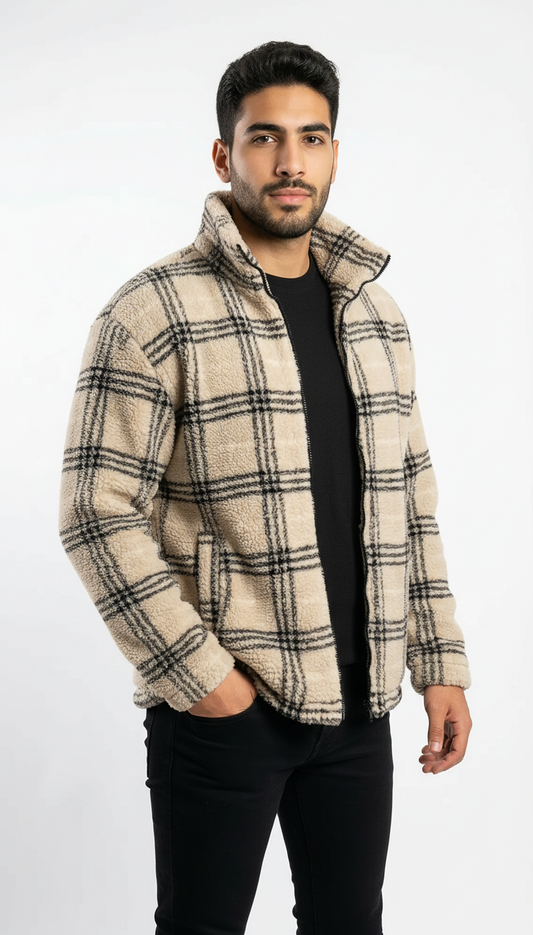 M25GA011-men's jacket made of fur material with a zipper