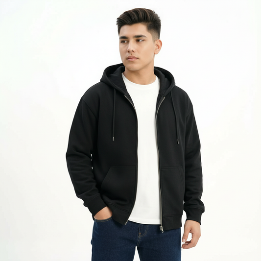 M26TS601-Oversized sweatshirt in solid colors with hoodie and zipper