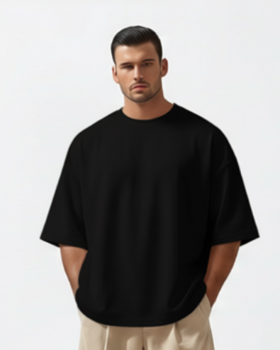 M26TH813-Premium Cotton Jacquard Boxy Fit T-Shirt
