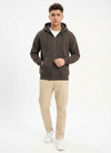 M26TS601-Oversized sweatshirt in solid colors with hoodie and zipper
