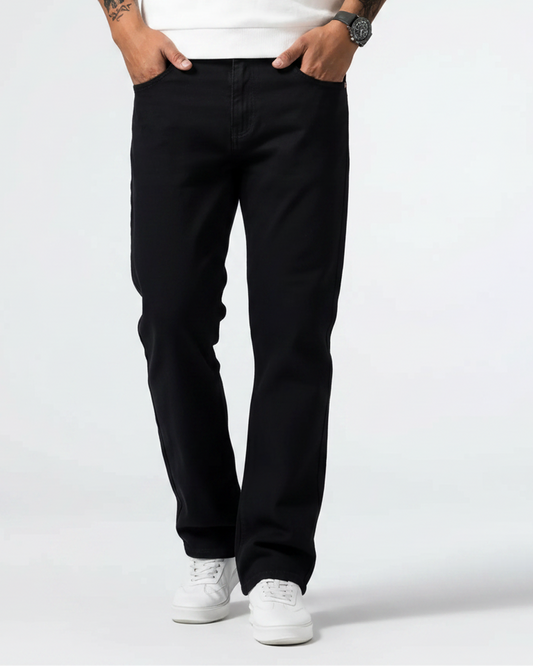 M26JN200-Men's Classic Regular Fit Denim Jeans - Dark Black