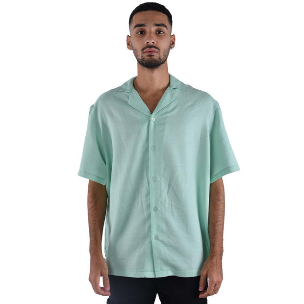 M23SN182-Casual short sleeve cotton Shirt, Camp collar and Relaxed fit